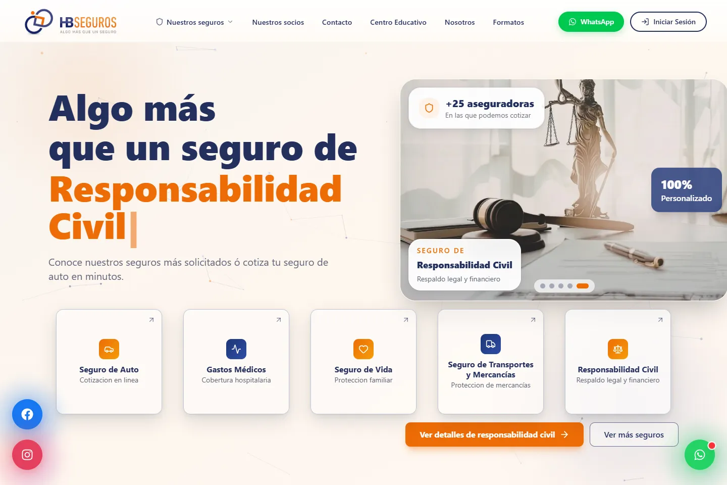 Captura de la página pública de HB Agente de Seguros