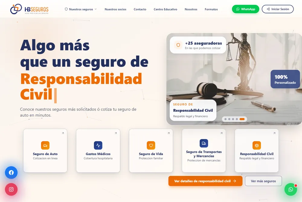 Vista de la página pública de HB Agente de Seguros